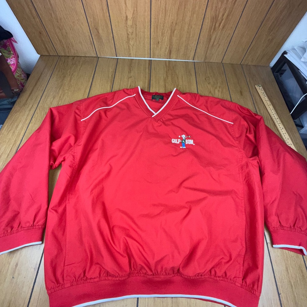 Fairway Collection Mens Red Golf Bum V-Neck‎ Pullover Windbreaker XXL
